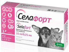 Селафорт 15 мг/0,25 мл для котів та собак вагою до 2,5 кг, 1 піпетка