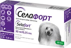 Селафорт 30 мг/0,25 мл Спот-он краплі від бліх та кліщів для собак вагою 2,6-5 кг, 1 піпетка