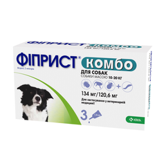 Фиприст Комбо капли от блох, клещей и власоедов для собак весом от 10 до 20 кг, 1 пипетка