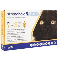 Стронгхолд Плюс капли на холку от блох и клещей для кошек весом до 2,5 кг, 1 пипетка