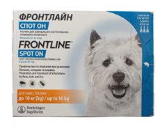 Фронтлайн Спот-он S капли от блох и клещей для собак от 2 до 10 кг, 3 пипетки