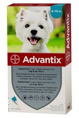 Адвантикс капли от блох и клещей для собак весом от 4 до 10кг, 1 шт