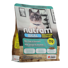 I19 Сухой корм Nutram Ideal SS Холистик для взрослых котов с чувствительным пищеварением и кожей с курицей и лососем, 340г