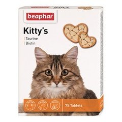 Киттис Kitty's Beaphar витаминизированное лакомство с таурином и биотином для кошек, 75 табл