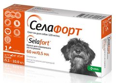 Селафорт 60 мг/0,5 мл Спот-он краплі від бліх та кліщів для собак вагою 5,1-10кг, 1 піпетка