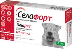 Селафорт 120 мг/1 мл Спот-он краплі від бліх та кліщів для собак вагою 10,1-20 кг, 1 піпетка
