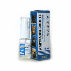 Амитразин-Форте с дозатором капли ушные противопаразитарные для собак, кошек, кроликов, хорьков, 10 мл