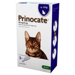 Принокат Биг Кэт капли от блох и клещей для кошек весом от 4 до 8 кг и хорьков, 3 пипетки по 0,8мл