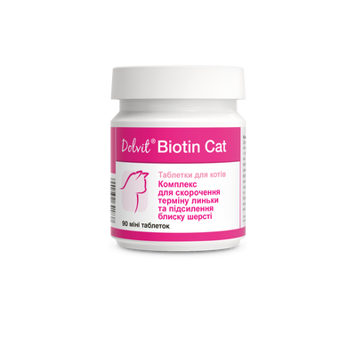 Біотин Кет Долфос, вітаміни для покращення шерсті кішок, 90 пігулок